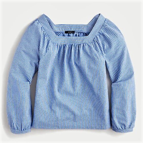 J Crew Square Neck Top In Stretch Knit Seersucker - Picture 4 of 8